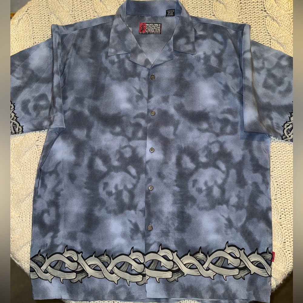 Y2K Pineapple Connection button Pattern Shirt - image 1